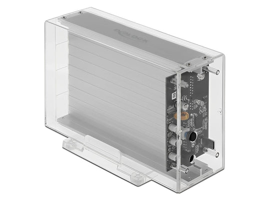 מארז חיצוני שקוף USB 3.2 Gen 1 עבור 2 כוננים דיסקים 3.5″SATA HDD/SSD 10TB ללא כלי עבודה - delock.israel