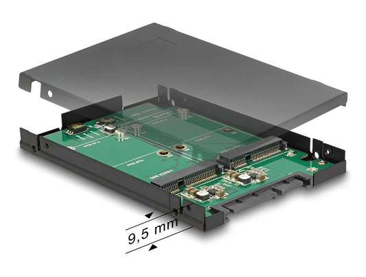 ממיר SATA 2.5″ עבור 2 כוננים mSATA תומך RAID - delock.israel