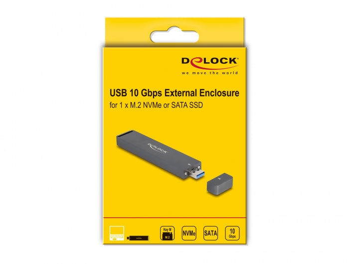 מארז חיצוני Combo USB 10Gbps עבור כוננים M.2 NVMe או M.2 SATA - delock.israel