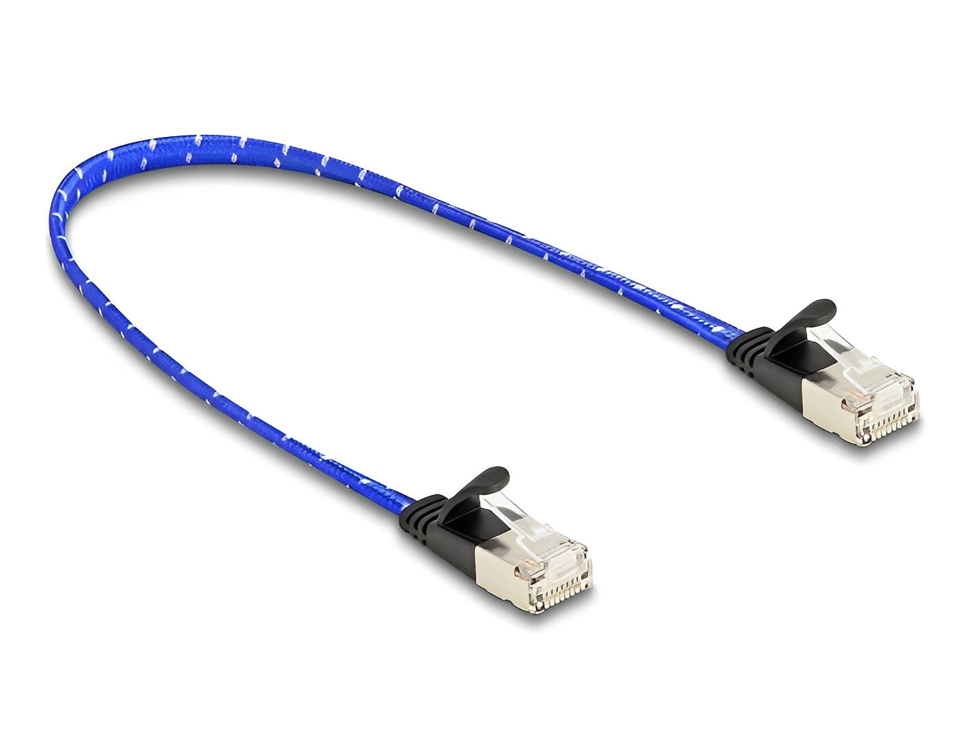 כבל רשת שטוח מסוכך RJ45 Cat.6A U/FTP ז/ז עם ציפוי בד להגנה צבע כחול - delock.israel