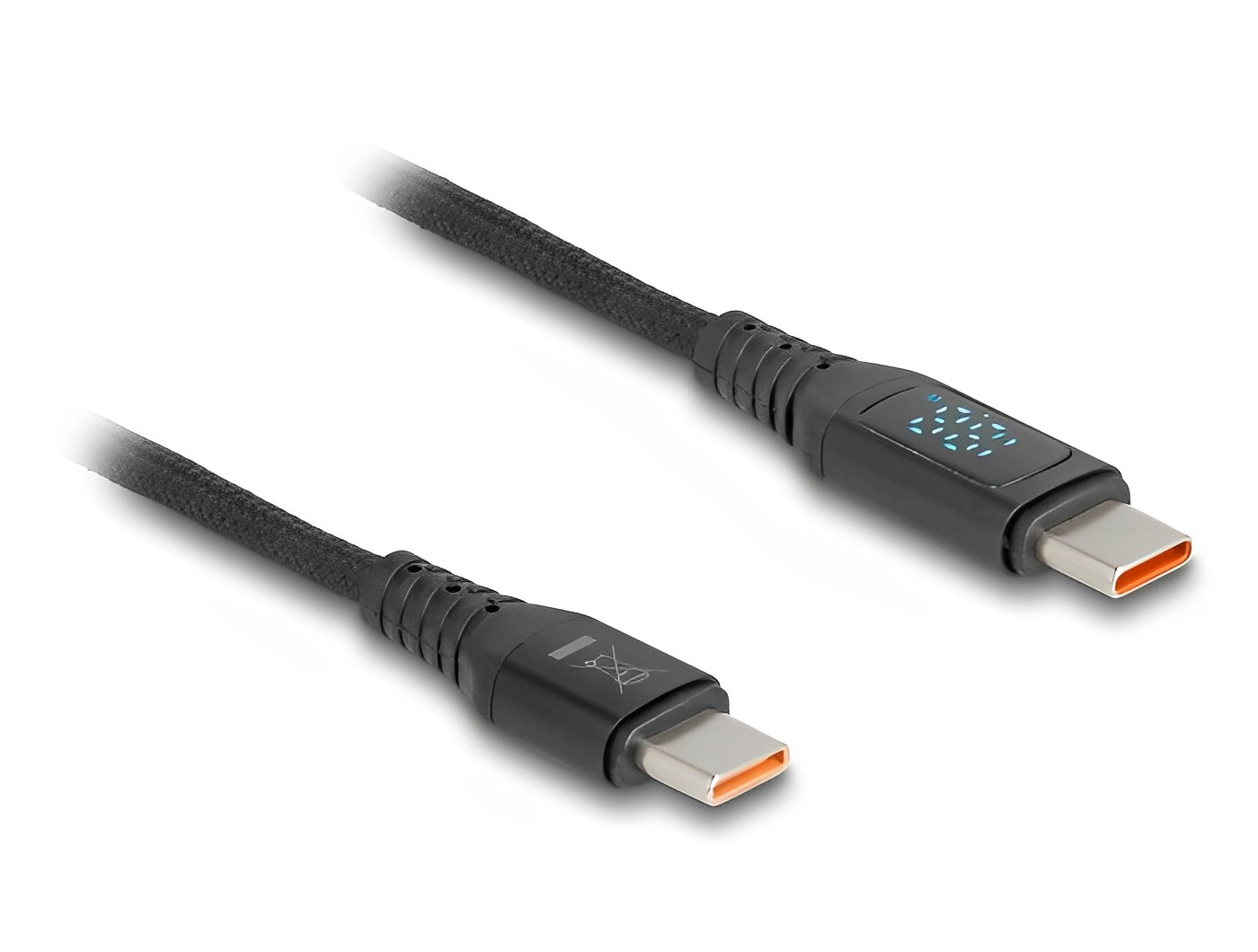 כבל טעינה מהירה עם צג USB-C 2.0 ז/ז תומך PD 3.1 140 W אורך 1.2 מטר - delock.israel