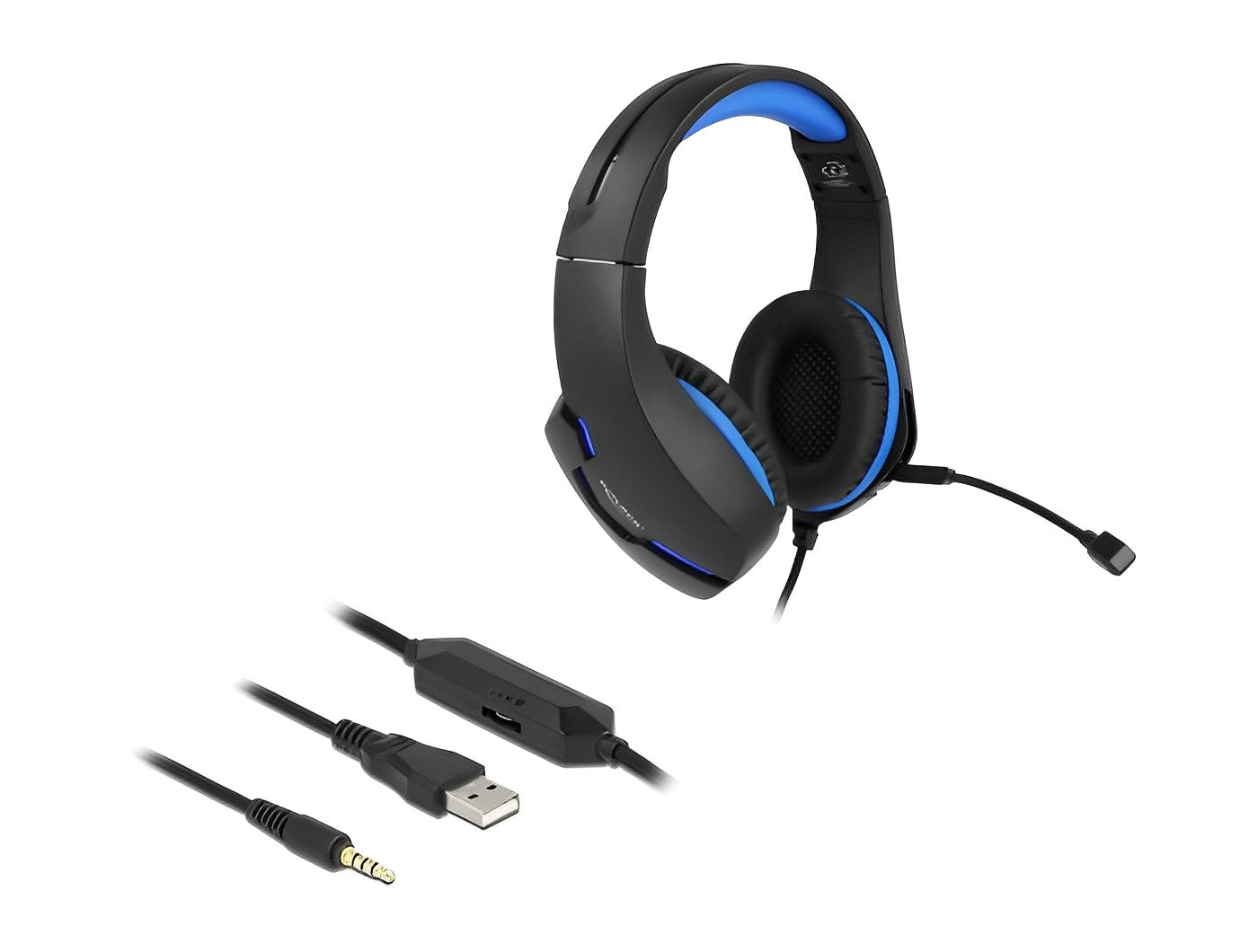 אוזניות גיימינג Over-Ear Pl 3.5 עם תאורת לד ומיקרופון - delock.israel