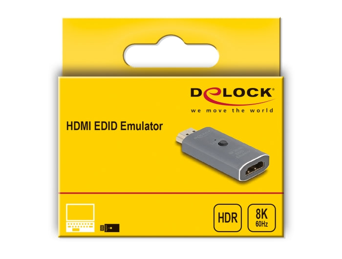 אמולטור EDID HDMI 4K מבית DELOCK גרמניה מדמה חיבור מסך או רסיבר שמע על ידי שליחה של מידע EDID למקור האות