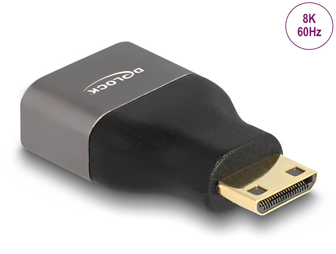 מתאם מתכתי תקע מיני HDMI 8K 60 Hz לשקע HDMI - delock.israel