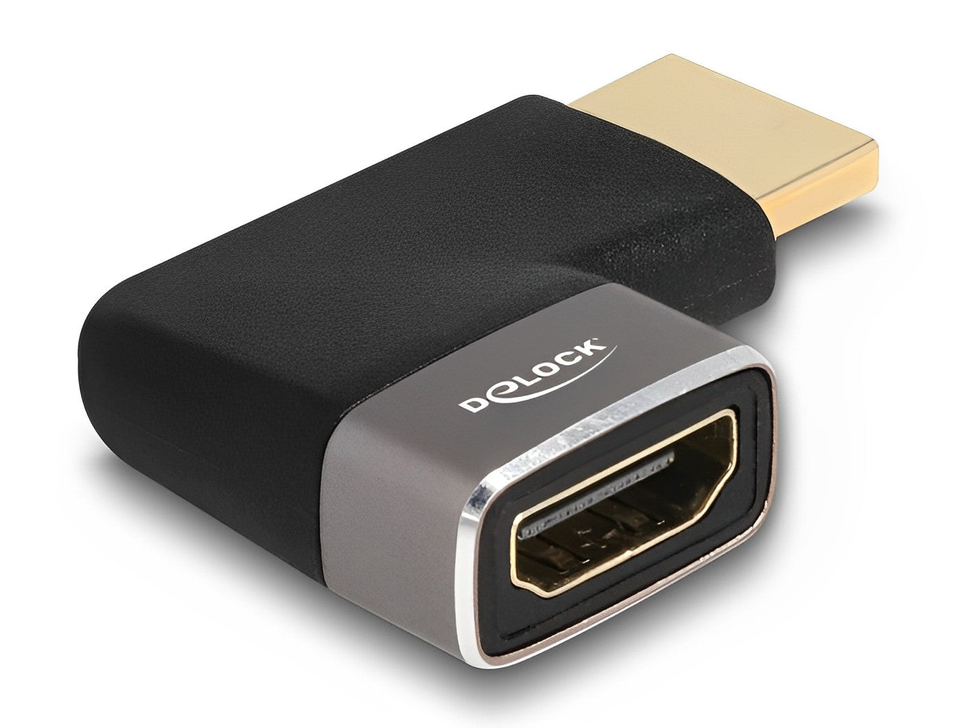 מתאם מתכתי HDMI 8K 60 Hz ז/נ בזווית 90° שמאלה - delock.israel