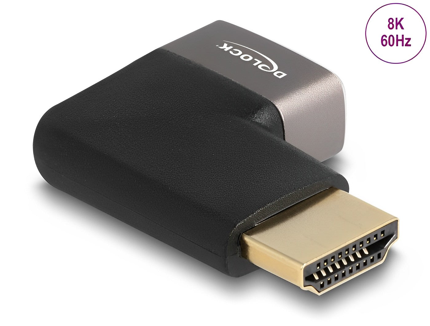 מתאם מתכתי HDMI 8K 60 Hz ז/נ בזווית 90° ימינה - delock.israel