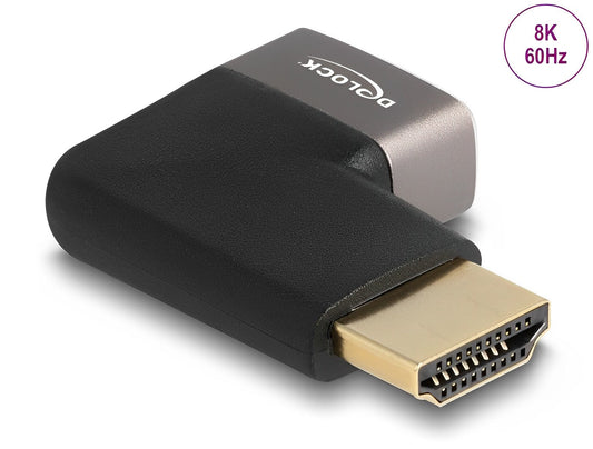 מתאם מתכתי HDMI 8K 60 Hz ז/נ בזווית 90° ימינה - delock.israel