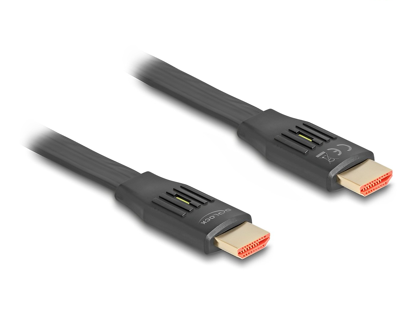 כבל שטוח HDMI 8K מבית DELOCK גרמניה משמש לחיבור מסך או טלוויזיה HDMI למחשב עם יציאת HDMI