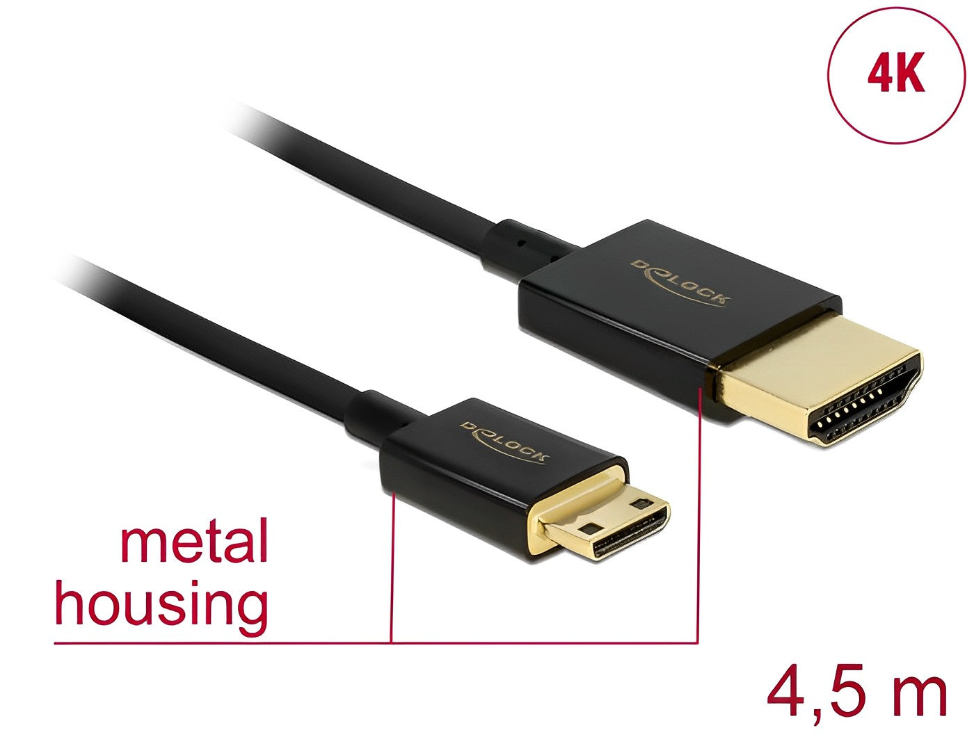 כבל מיני HDMI 3D 4K אקטיבי ל- HDMI ז/ז תומך 60 הרץ - delock.israel