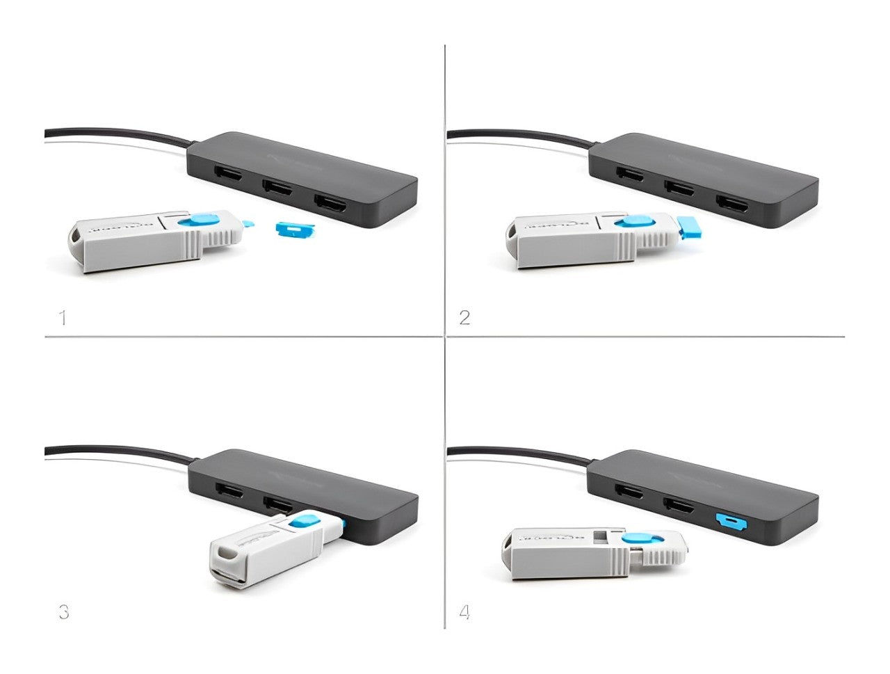 חוסם ונועל שקע HDMI סט 4 יח + כלי נעילה - delock.israel