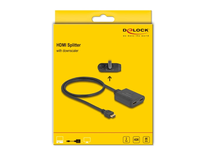 ספליטר HDMI 4K Downscaler לחיבור 2 מסכים בו זמנית - delock.israel