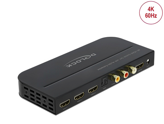 מיתוג HDMI 4K 3/1 משולב עם מחלץ אודיו תומך 60Hz - delock.israel