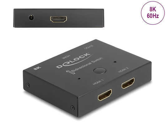 מיתוג דו - כיווני HDMI 8K עם 2 יציאות HDMI-A - delock.israel
