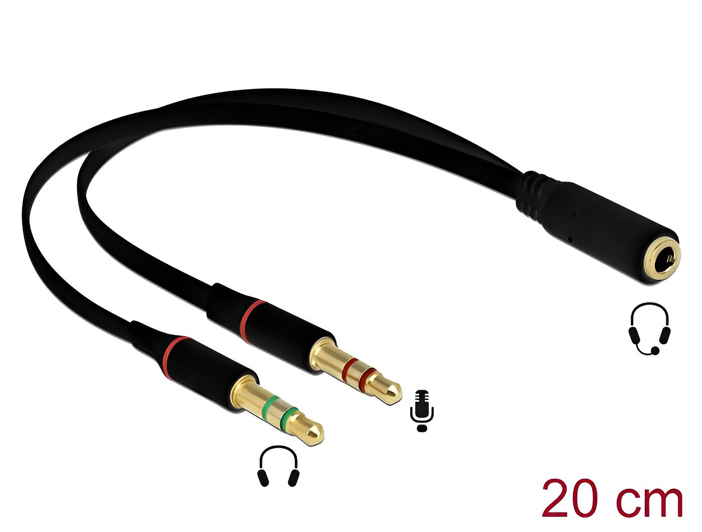 מפצל אוזניות PL 3.5 סטריאו 4 מגעים נקבה ל- 2 PL 3.5 x סטריאו 3 מגעים זכר - delock.israel