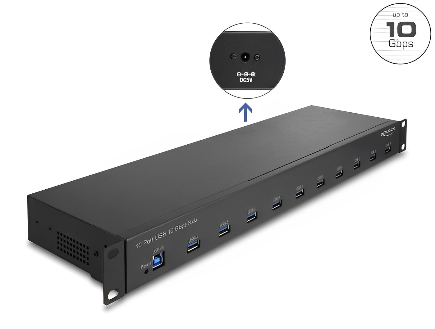 Delock 19″ Industry Hub 10 x USB 10 Gbps Type-A - delock.israel