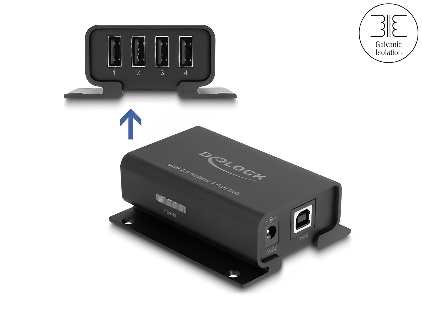 מבודד USB 2.0 עם בידוד 5 קילוואט עם 4 יציאות USB-A - delock.israel