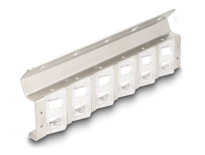 Delock Keystone Holder 12 port tiltable for 10″ and 19″ rack and wall mounting - delock.israel