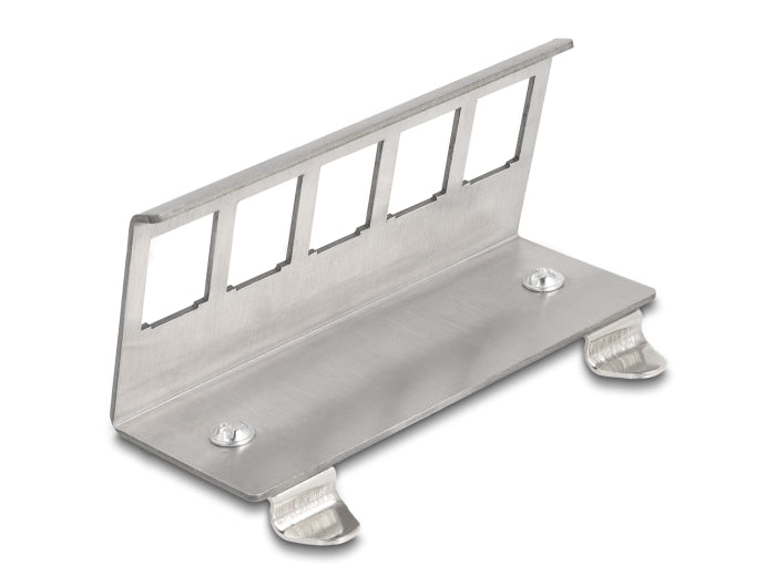 מתאם מתכתי להרכבת 5 קיסטונים RJ45 על מסילת DIN - delock.israel