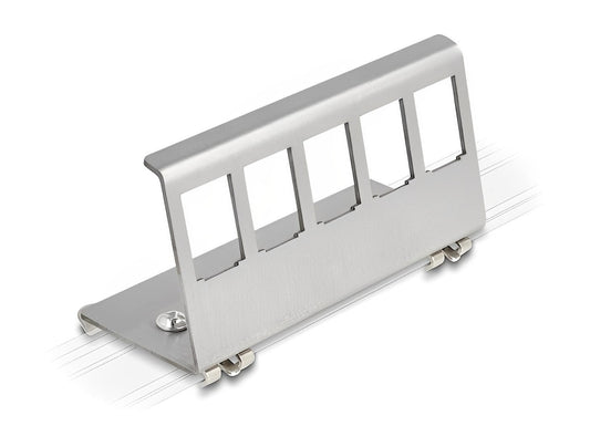 מתאם מתכתי להרכבת 5 קיסטונים RJ45 על מסילת DIN - delock.israel