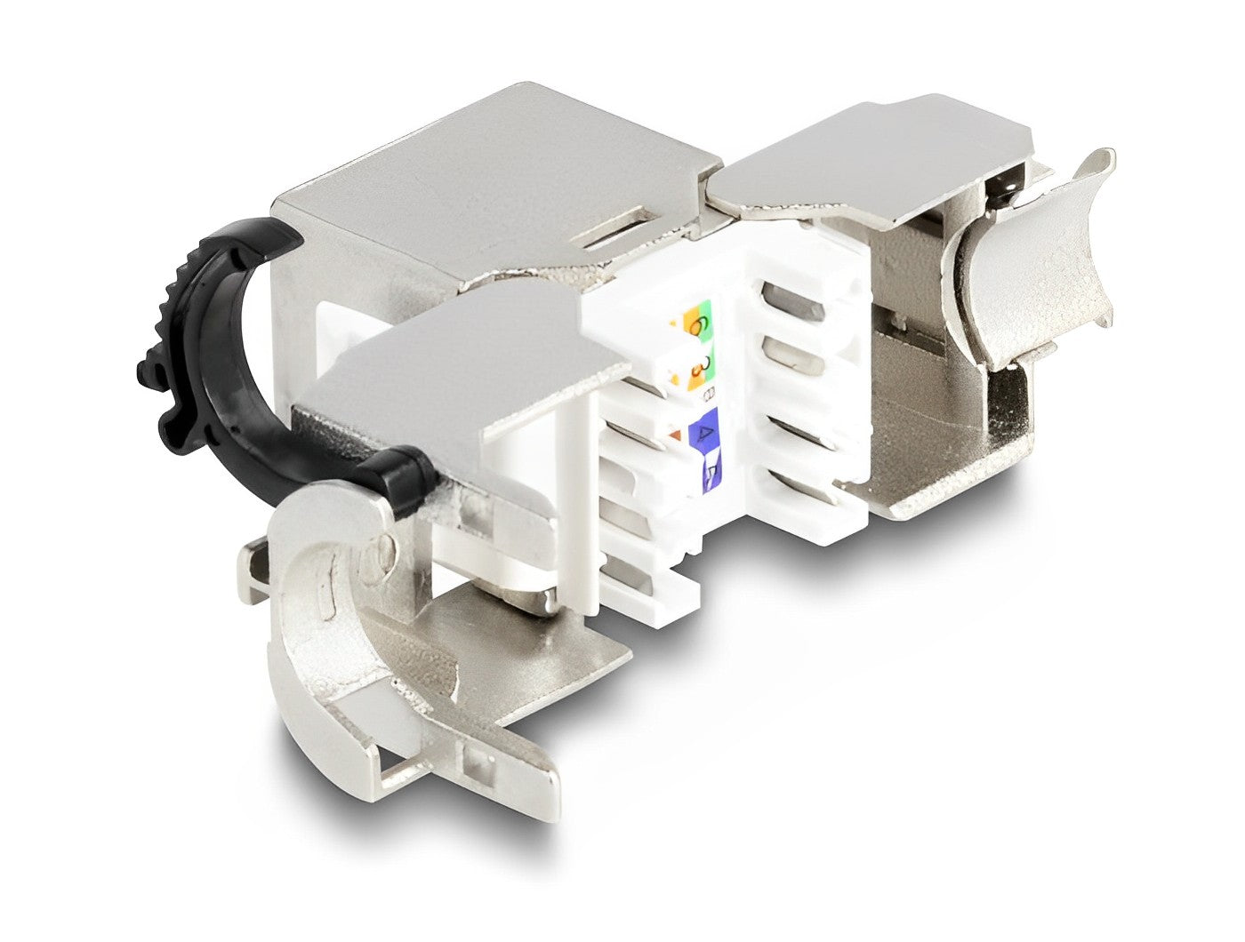 שקע קיסטון מסוכך RJ45 Cat.6A עם קליפס נעילה - delock.israel