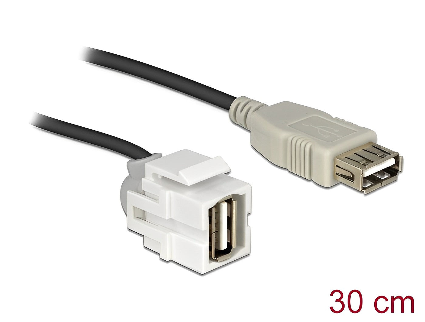 מתאם קיסטון USB-A 2.0 250° על כבל 30 ס"מ נ/נ - delock.israel