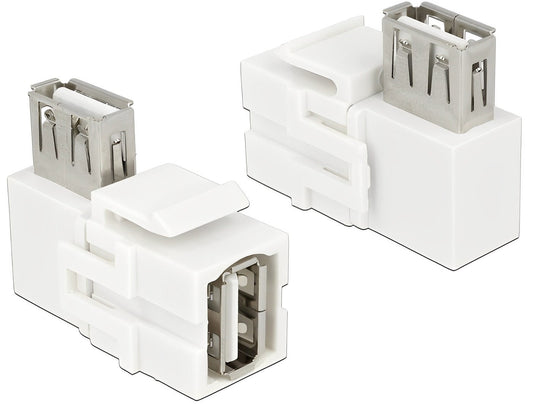 מתאם קיסטון USB-A 2.0 נ/נ מכופף 90° - delock.israel