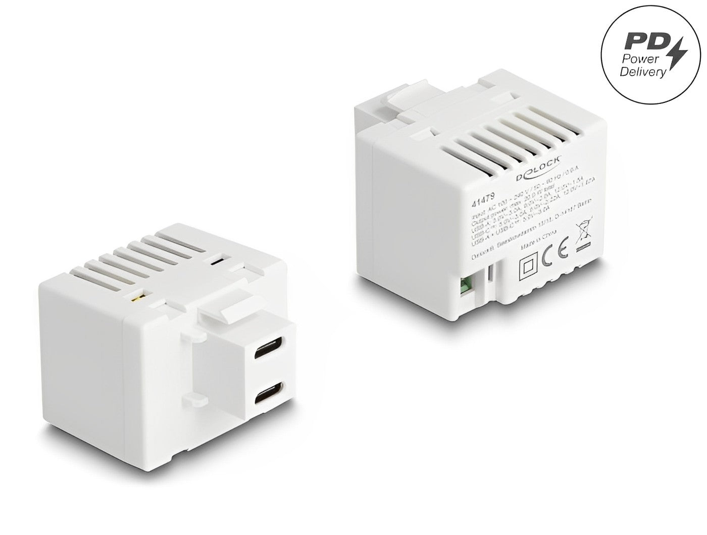Delock Keystone Module with 2 x USB Type-C™ Charging Port PD 20 W white - delock.israel