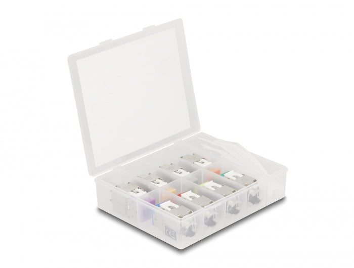 שקע קיסטון מסוכך RJ45 Cat.6A סט 8 יח בצבעים שונים - delock.israel