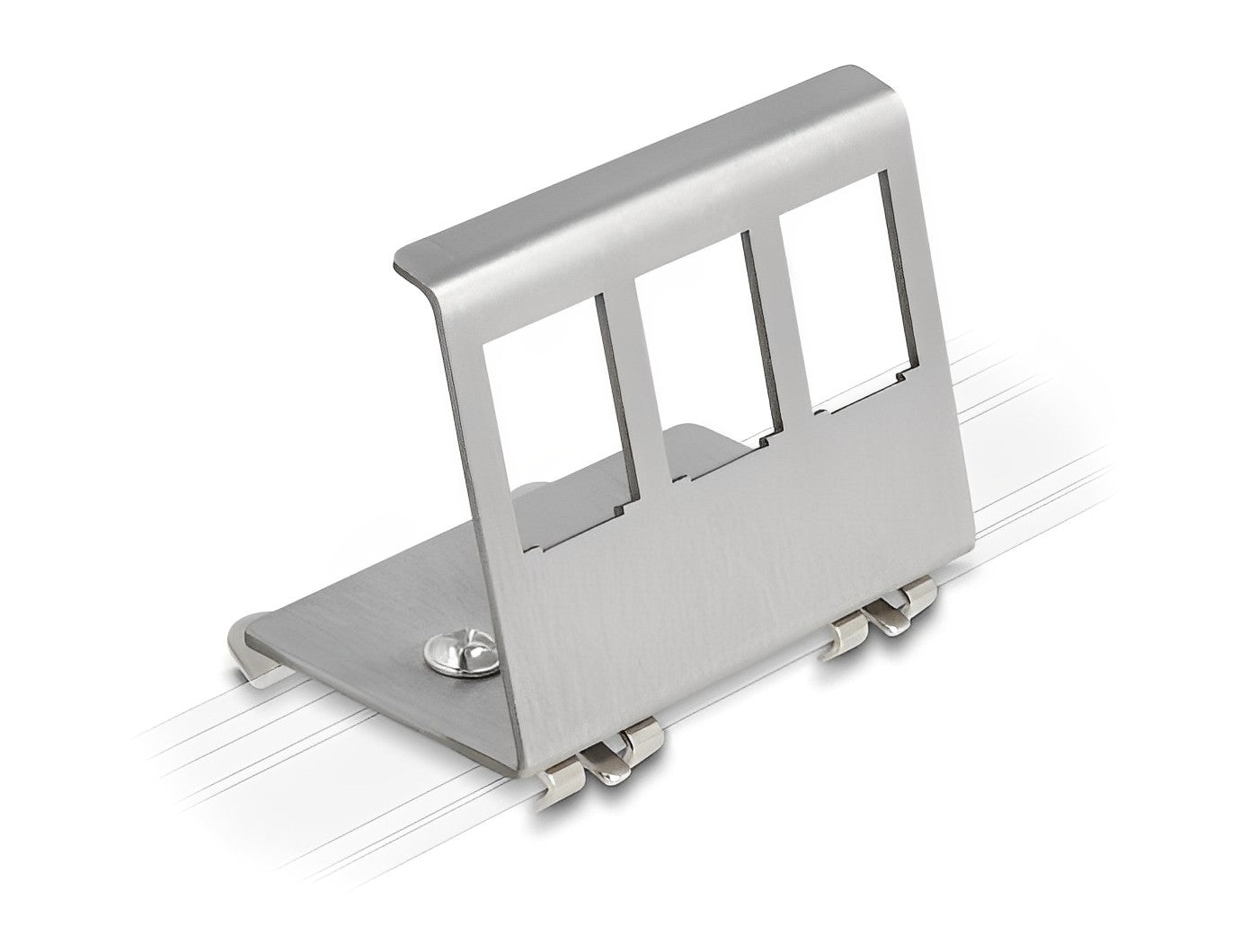 מתאם מתכתי להרכבת 3 קיסטונים RJ45 על מסילת DIN - delock.israel