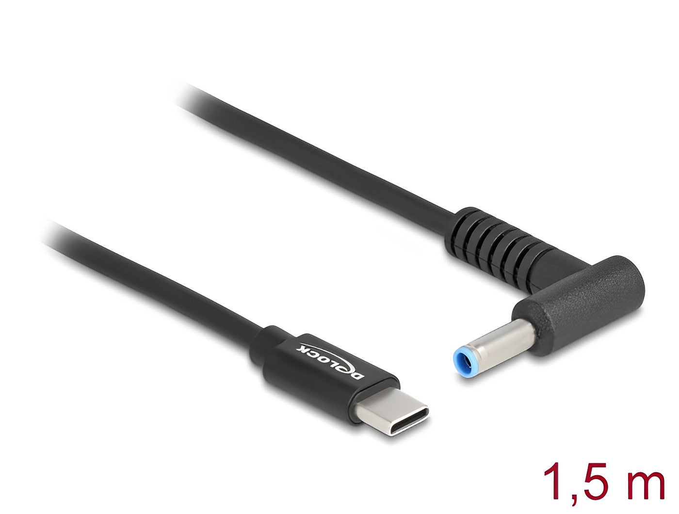 כבל טעינה תקע USB-C לתקע DC 4.5x3.0 בזווית 90° עבור מחשב נייד HP אורך 1.5 מטר - delock.israel
