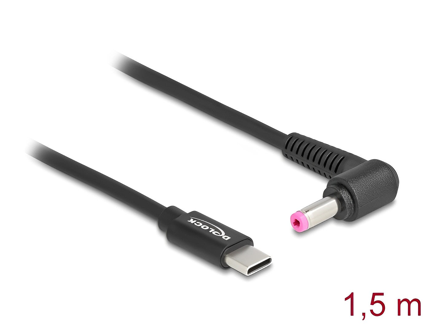 כבל טעינה תקע USB-C לתקע DC 4.8x1.7 בזווית 90° עבור מחשב נייד HP אורך 1.5 מטר - delock.israel