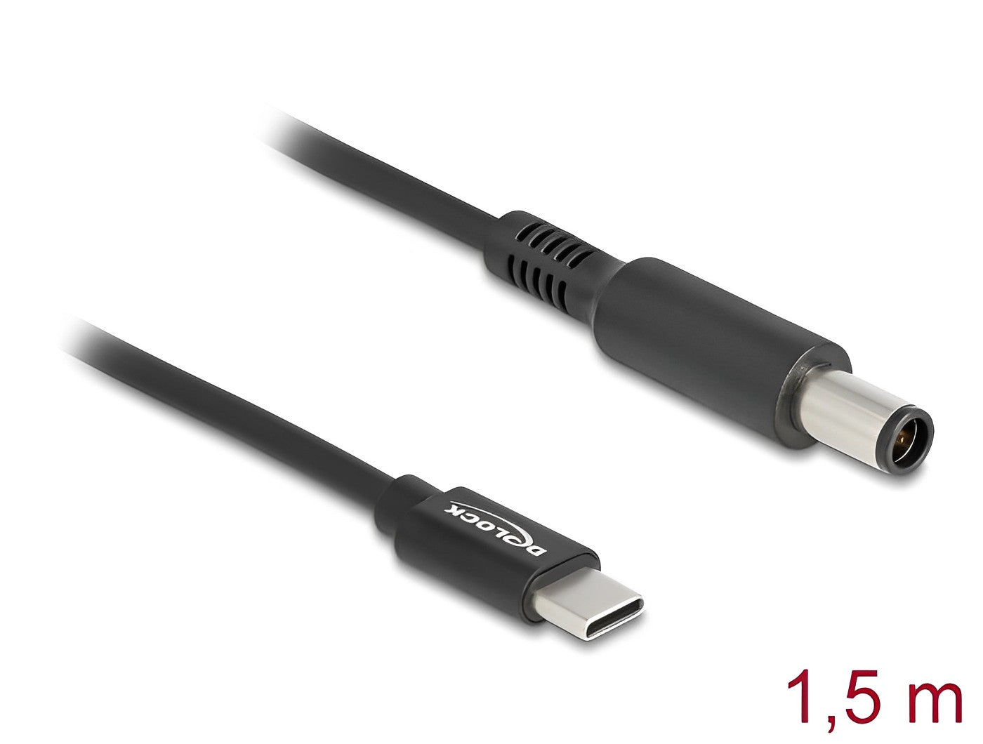 כבל טעינה תקע USB-C לתקע DC 7.4x5.0 עבור מחשב נייד HP/Dell אורך 1.5 מטר - delock.israel