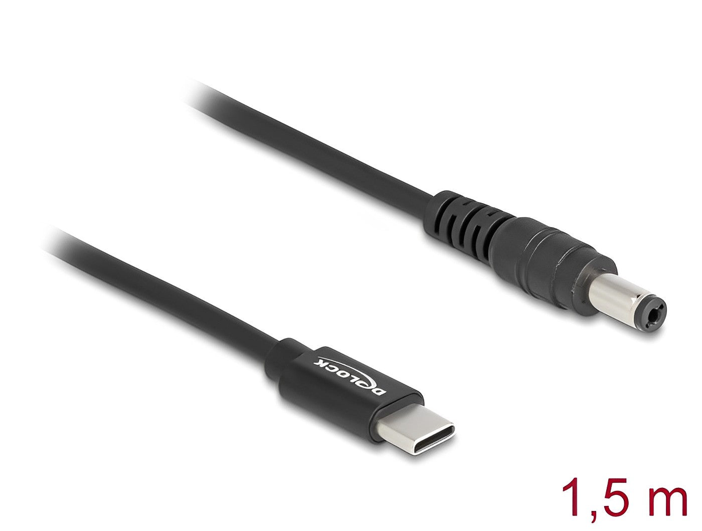 כבל טעינה תקע USB-C לתקע DC 5.5x2.1 עבור מחשבים ניידים אורך 1.5 מטר - delock.israel