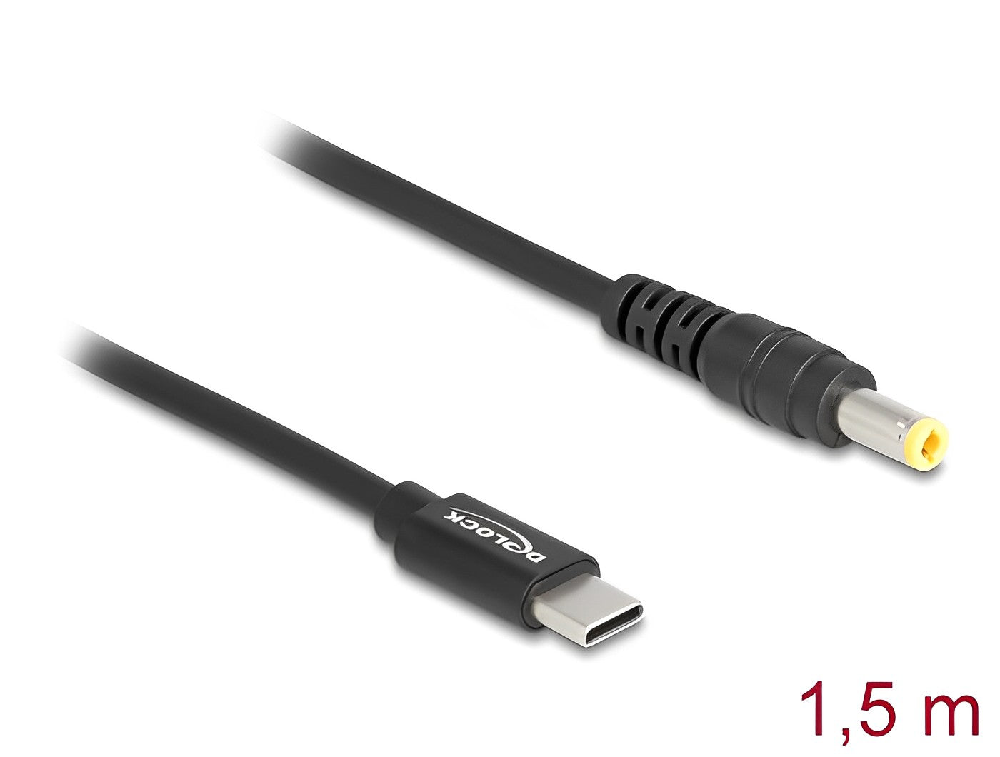 כבל טעינה תקע USB-C לתקע DC 5.5x2.5 עבור מחשבים ניידים אורך 1.5 מטר - delock.israel
