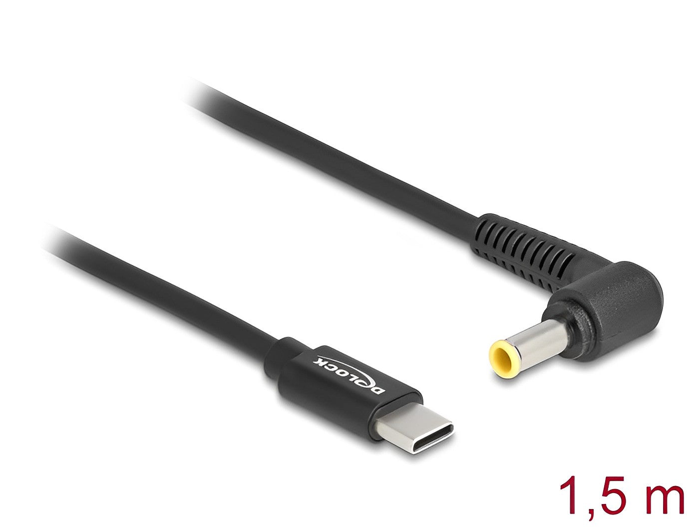 כבל טעינה תקע USB-C לתקע DC 5.5x3.0 בזווית 90° עבור מחשב נייד Samsung אורך 1.5 מטר - delock.israel