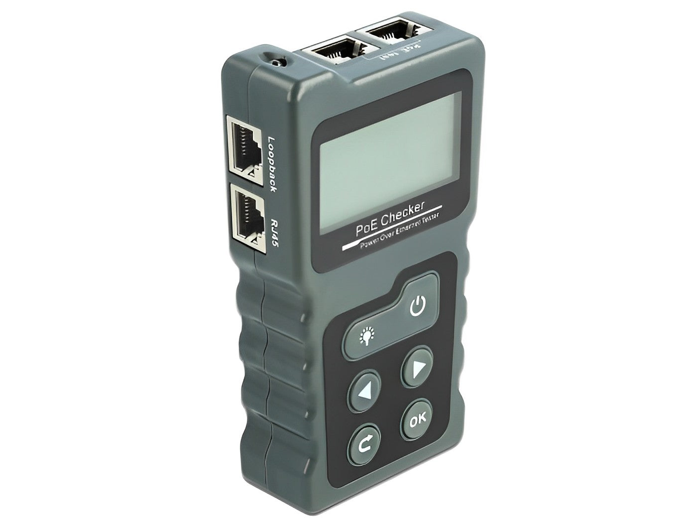 טסטר מקצועי LCD לבדיקת כבלי רשת RJ45 / PoE / DC - delock.israel