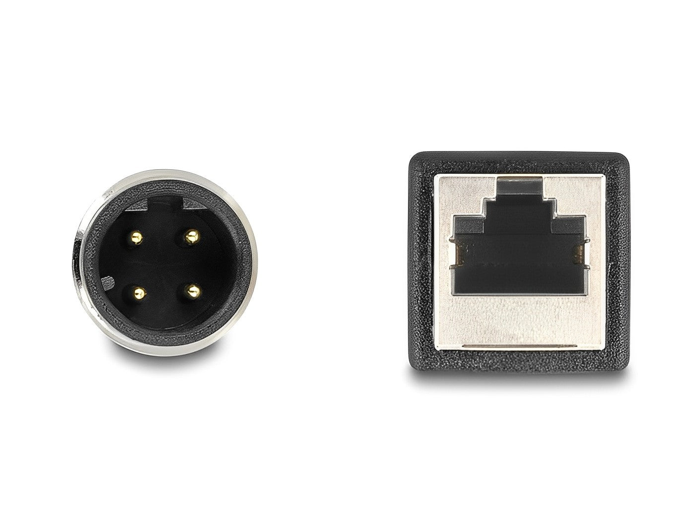 מתאם M12 Cat.5e תקע 4pin D-coded לשקע RJ45 אורך 50 ס"מ - delock.israel