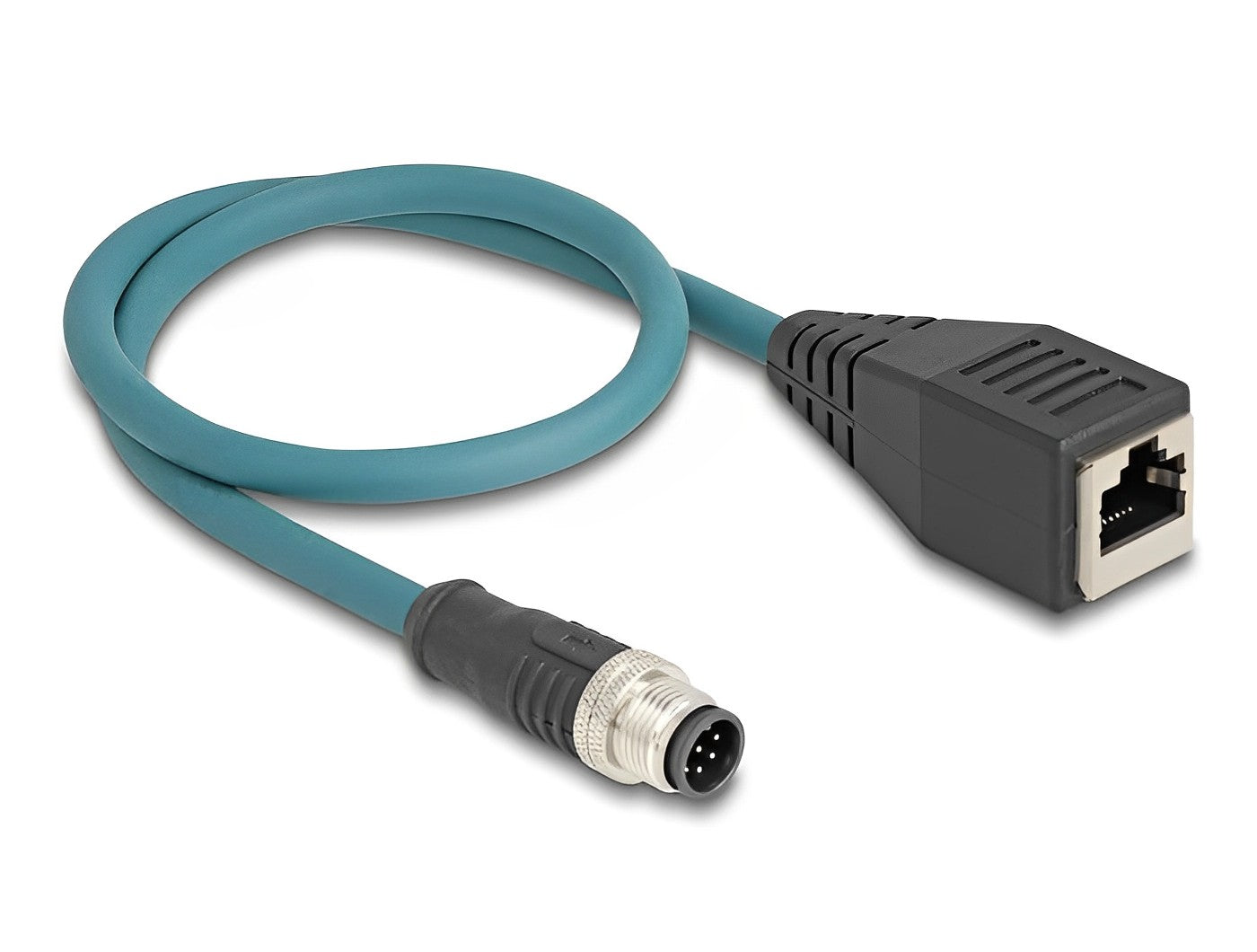 מתאם M12 Cat.6A TPU תקע 8pin A-coded לשקע RJ45 אורך 50 ס"מ - delock.israel
