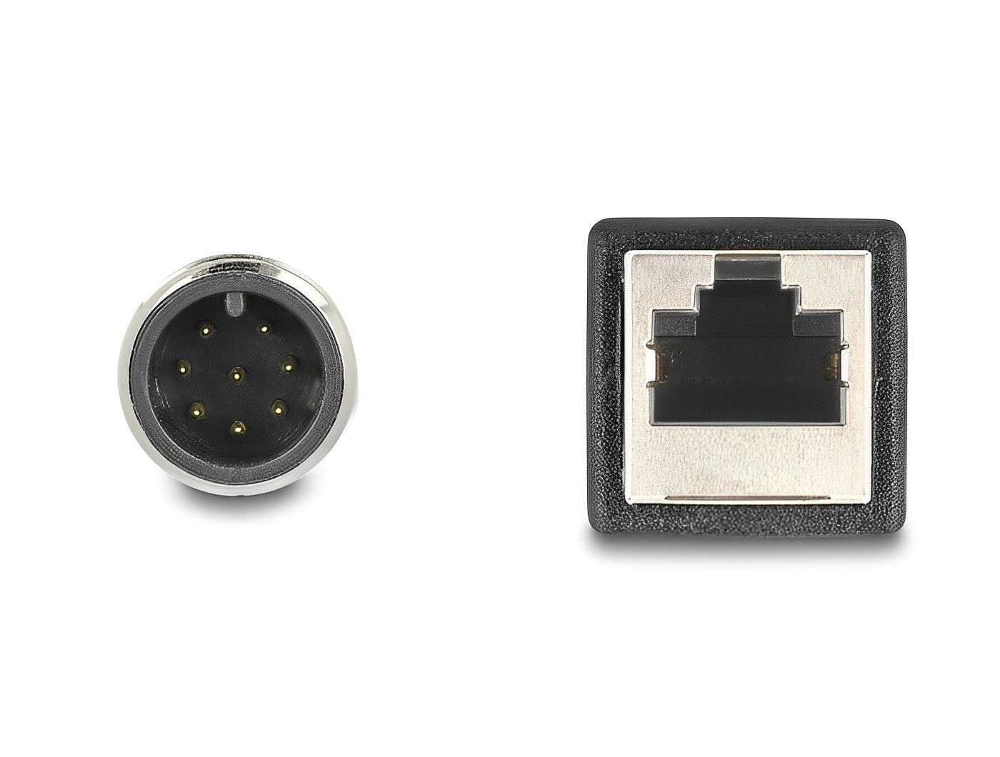 מתאם M12 Cat.6A TPU תקע 8pin A-coded לשקע RJ45 אורך 50 ס"מ - delock.israel