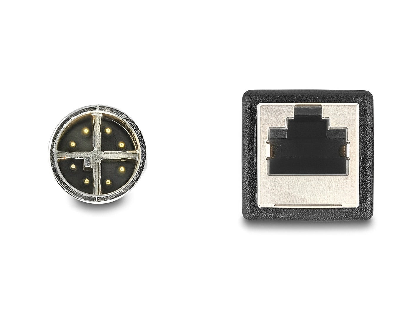 מתאם M12 Cat.6A TPU תקע 8pin X-coded לשקע RJ45 אורך 50 ס"מ - delock.israel