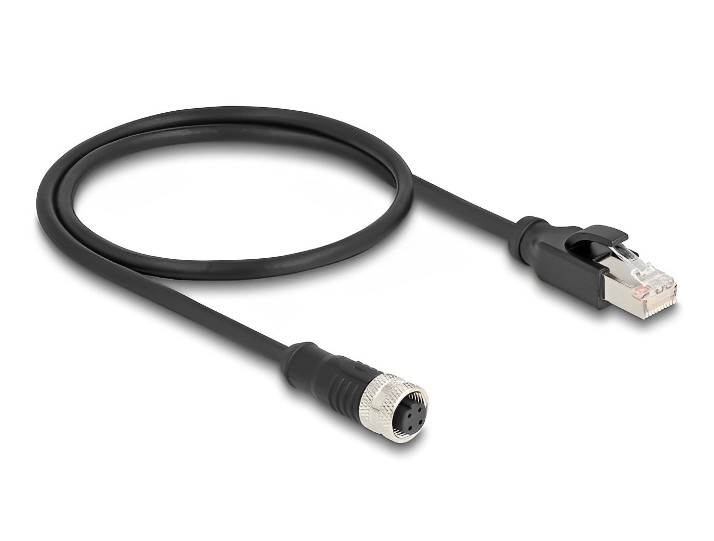 מתאם M12 Cat.5e שקע 4pin D-coded לתקע RJ45 אורך 50 ס"מ - delock.israel