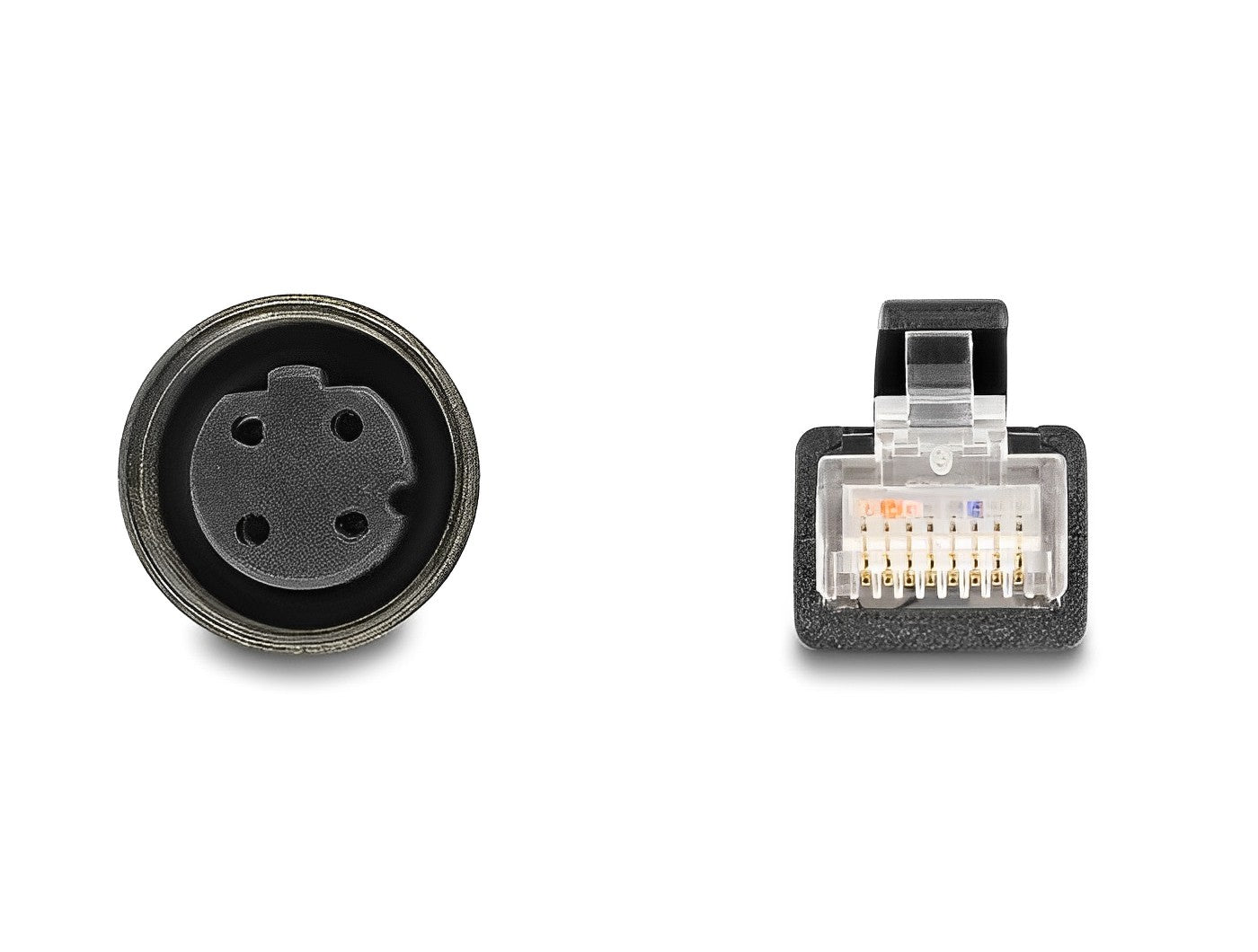 מתאם M12 Cat.5e שקע 4pin D-coded לתקע RJ45 אורך 50 ס"מ - delock.israel