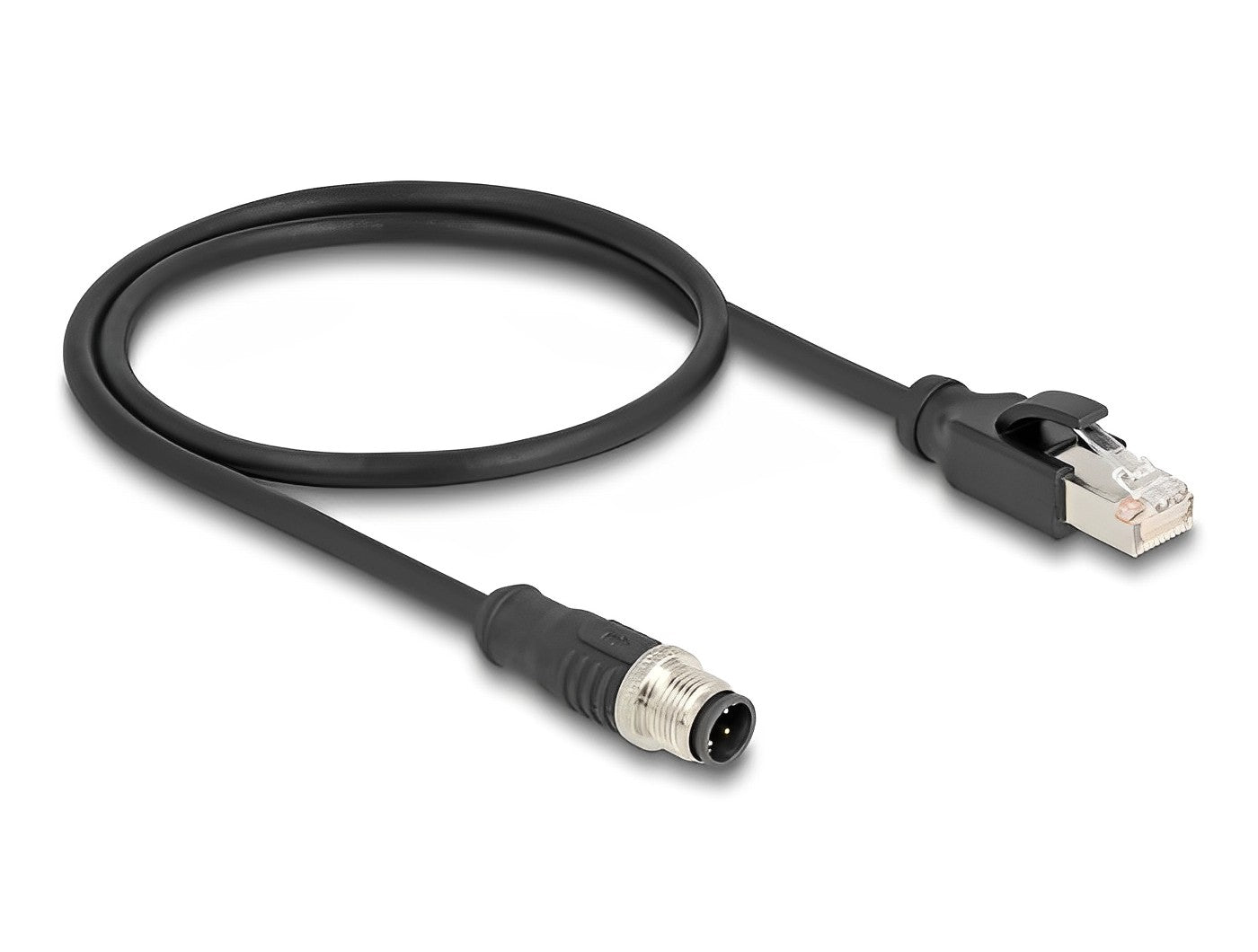 מתאם M12 Cat.5e תקע 4pin D-coded לתקע RJ45 אורך 50 ס"מ - delock.israel