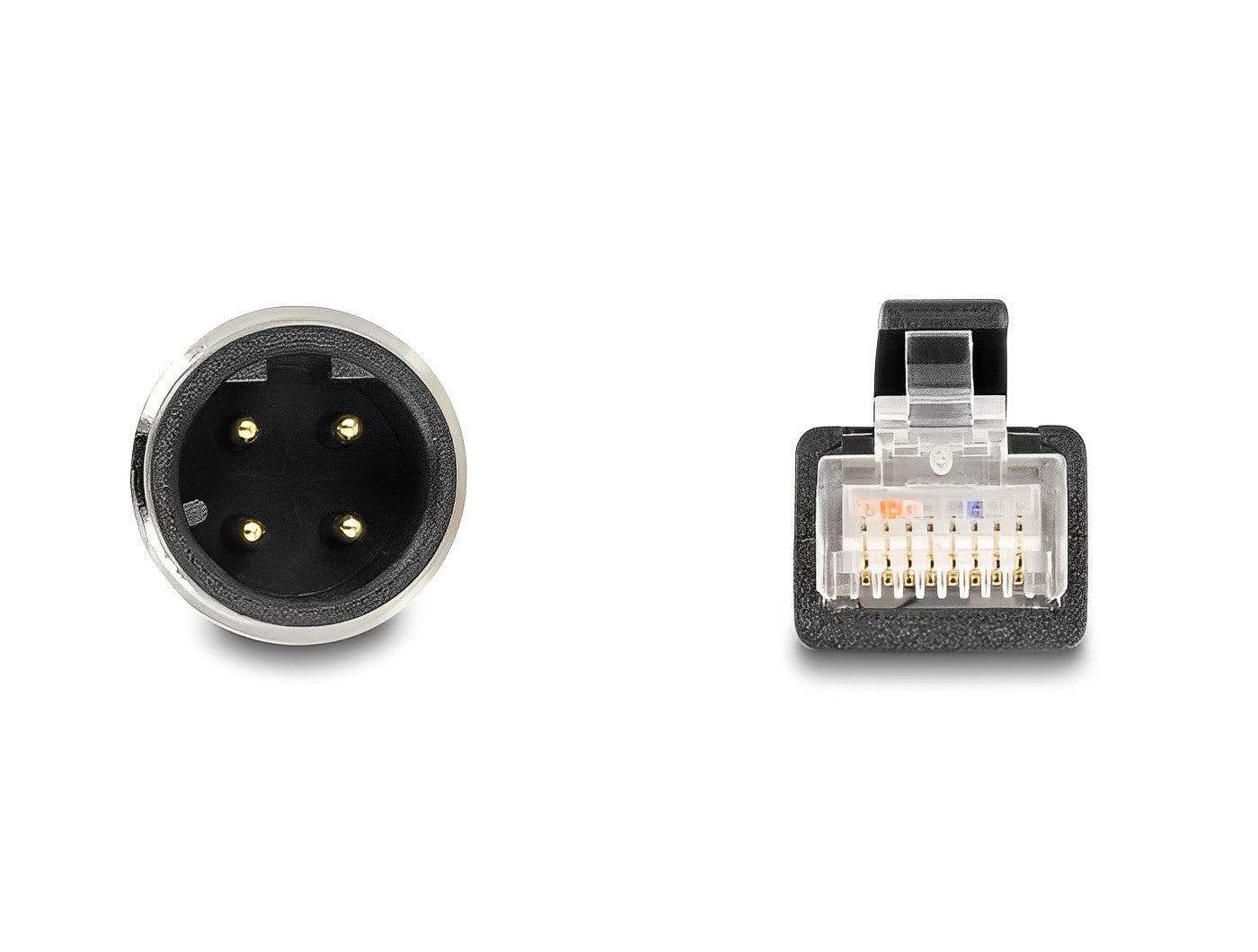 מתאם M12 Cat.5e תקע 4pin D-coded לתקע RJ45 אורך 50 ס"מ - delock.israel
