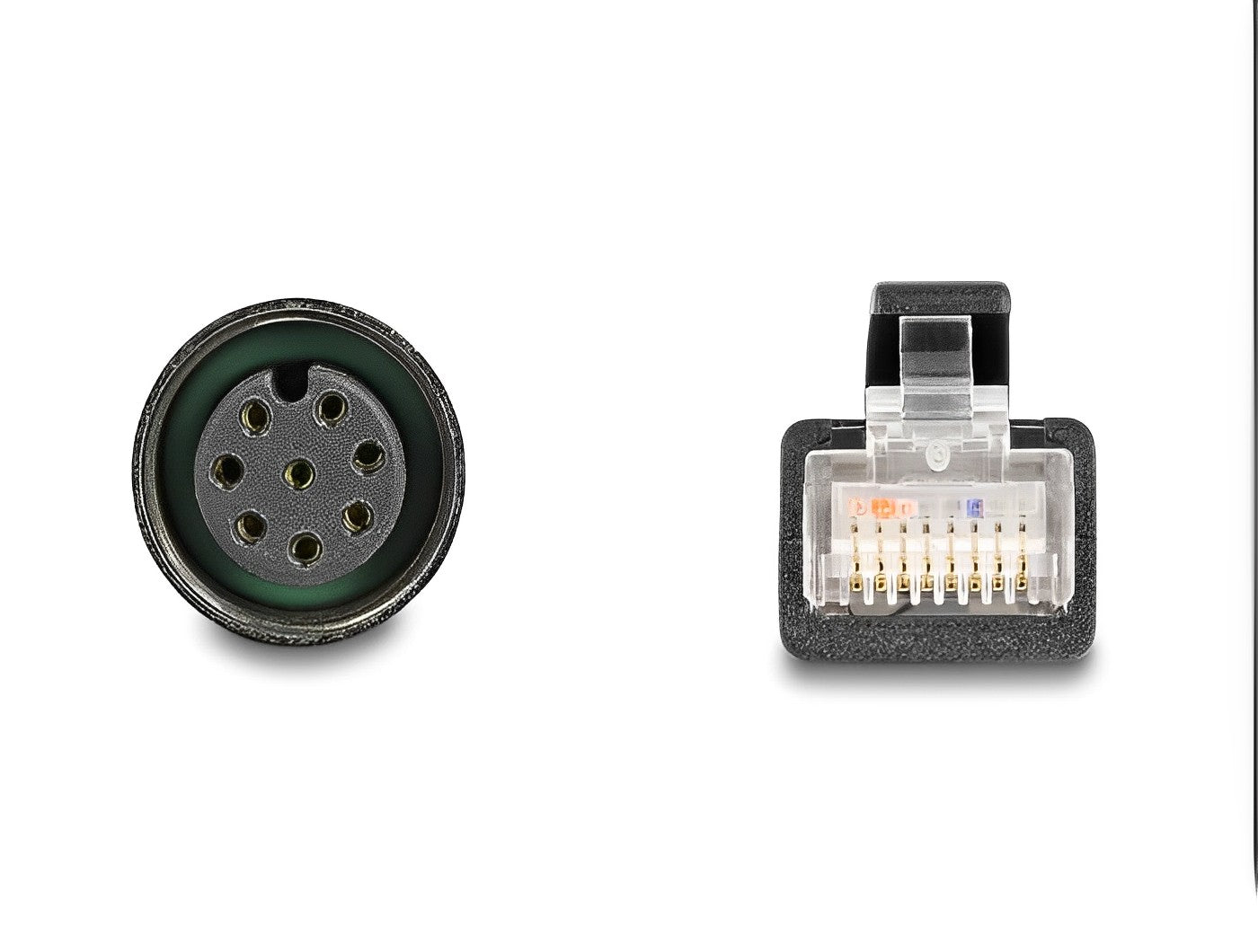 מתאם M12 Cat.6A TPU שקע 8pin A-coded לתקע RJ45 אורך 50 ס"מ - delock.israel
