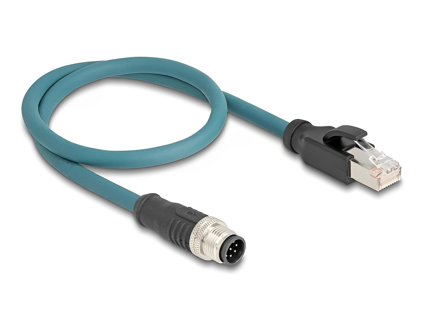 מתאם M12 Cat.6A TPU תקע 8pin A-coded לתקע RJ45 אורך 50 ס"מ - delock.israel