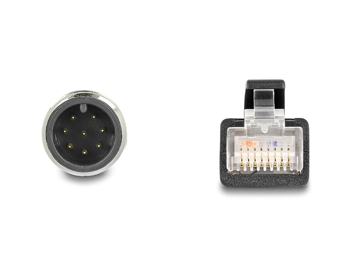 מתאם M12 Cat.6A TPU תקע 8pin A-coded לתקע RJ45 אורך 50 ס"מ - delock.israel