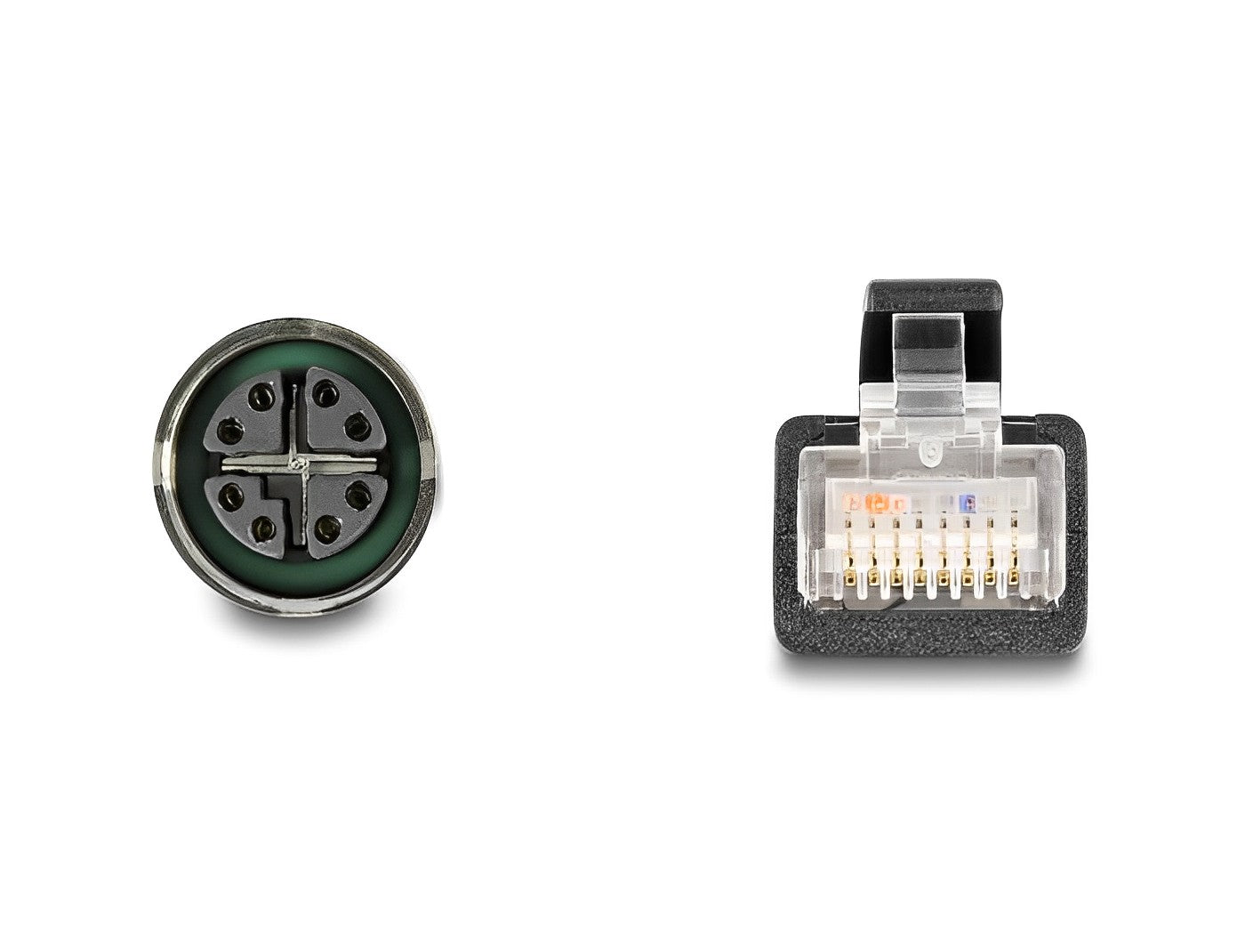 מתאם M12 Cat.6A TPU שקע 8pin X-coded לתקע RJ45 אורך 50 ס"מ - delock.israel
