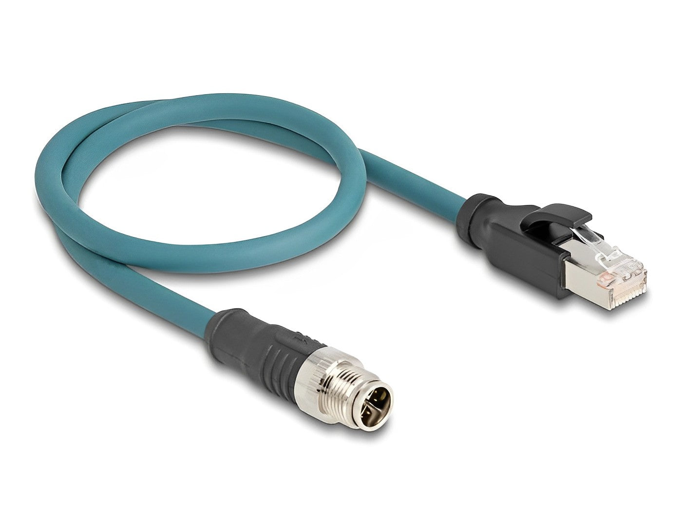 מתאם M12 Cat.6A TPU תקע 8pin X-coded לתקע RJ45 אורך 50 ס"מ - delock.israel