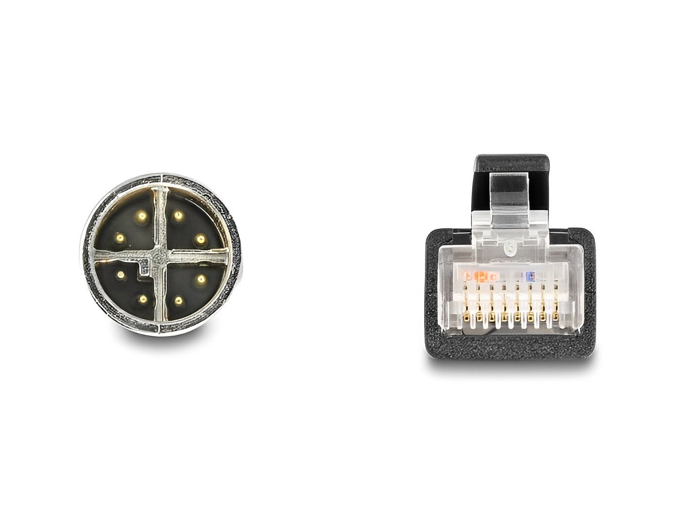 מתאם M12 Cat.6A TPU תקע 8pin X-coded לתקע RJ45 אורך 50 ס"מ - delock.israel